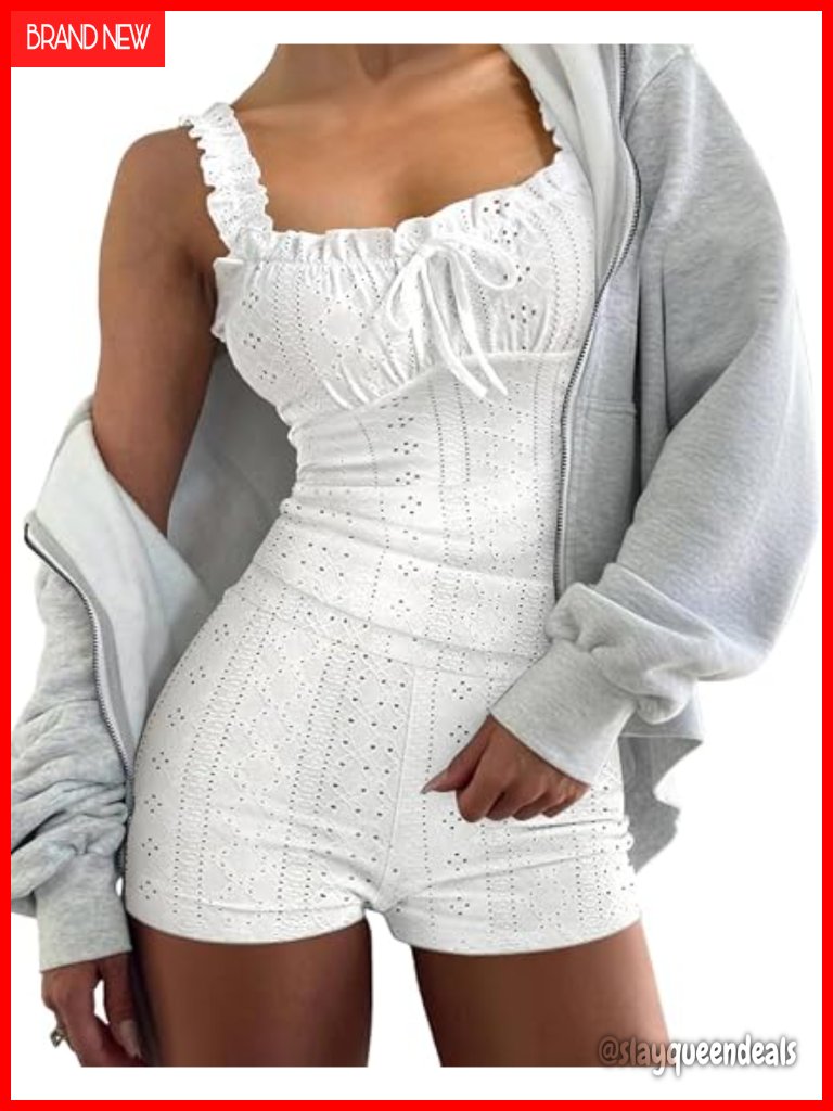 Square Neck Frill Strap Cami Top & Shorts Pajama Set - Knit Lounge Set